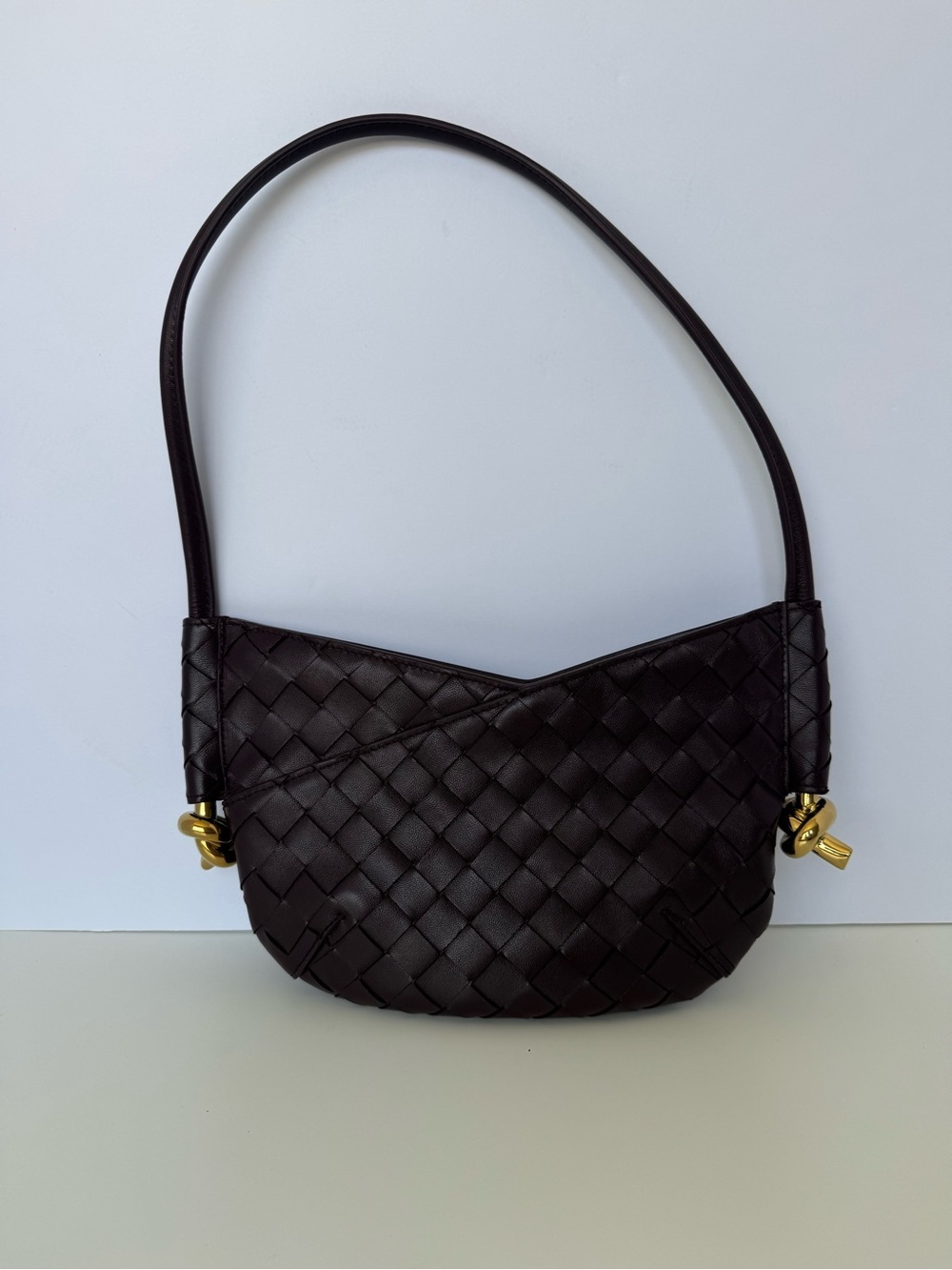 Bottega Veneta Mini Solstice Intrecciato Shoulder Bag Brown Nwt Gold Hardware